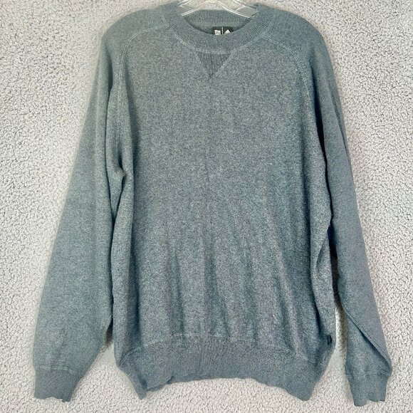Adidas Mens Gray Silk Cashmere Blend Sweater Size Medium RARE - Picture 1 of 5